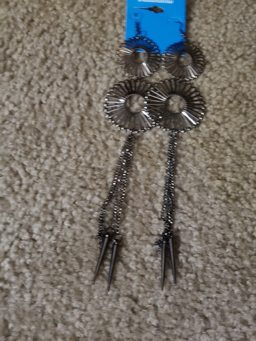 Rainbow Silver-Tone Sunburst Drop Earrings with Chain Tassels